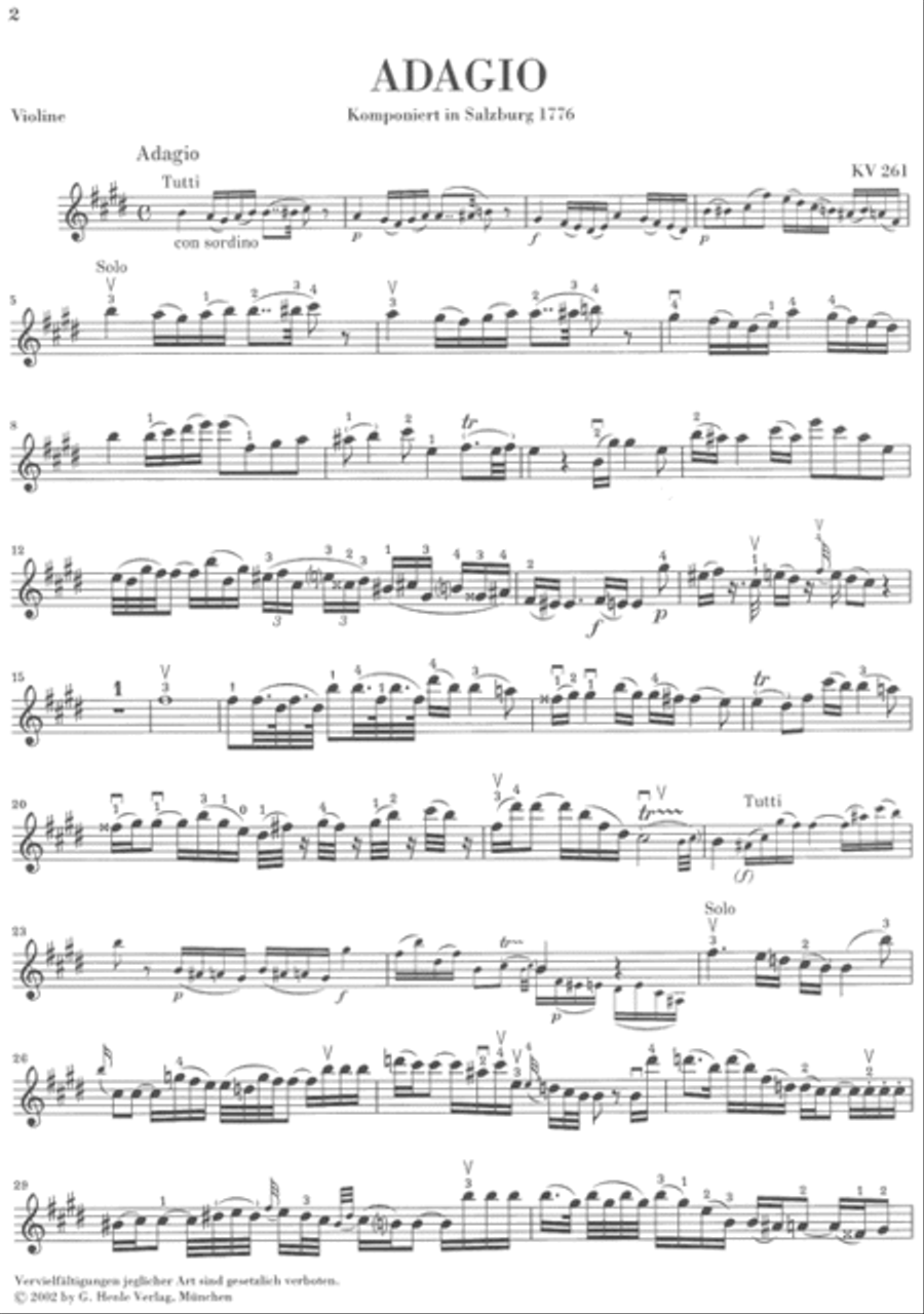 Single Movements for Violin and Orchestra K261, 269 and 373 Violin Solo scores gallery preview page 3