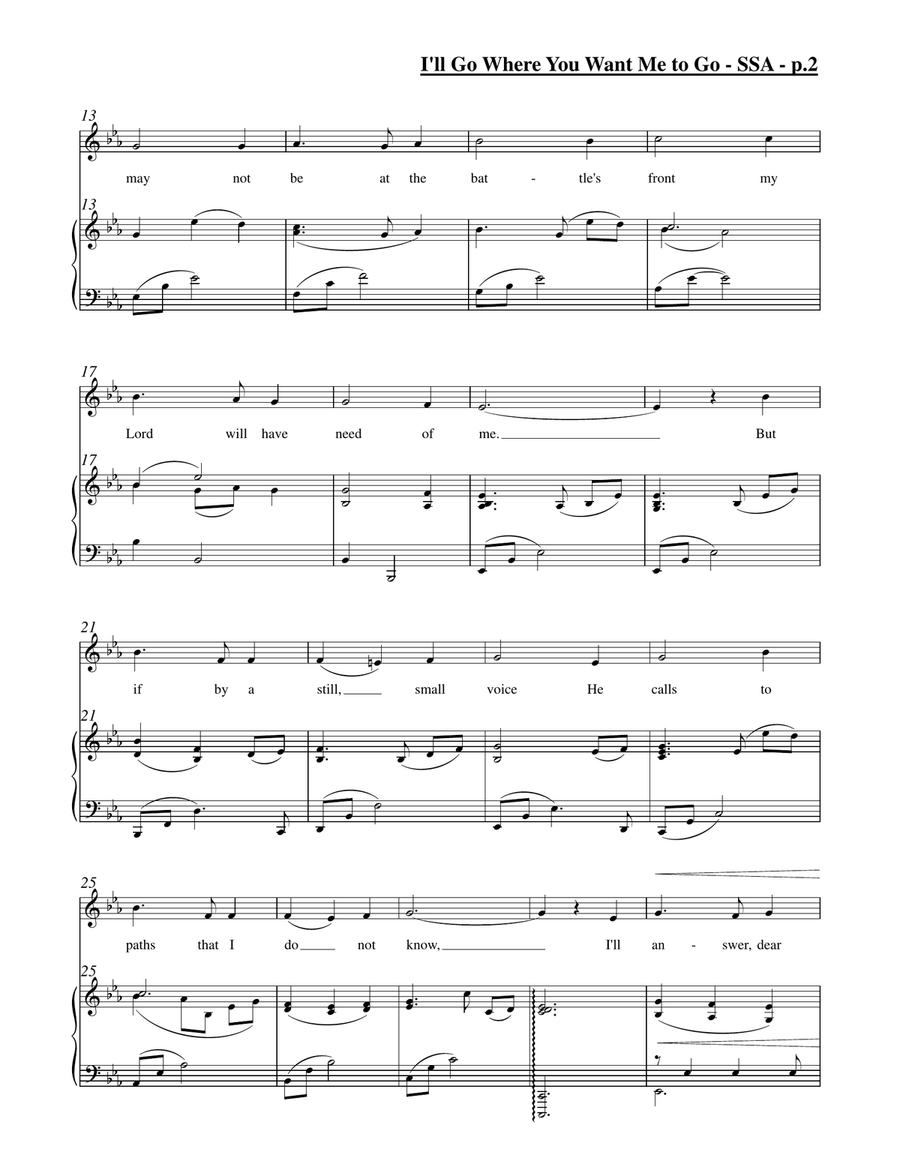 I'll Go Where You Want Me to Go (SSA) SSA scores gallery preview page 3