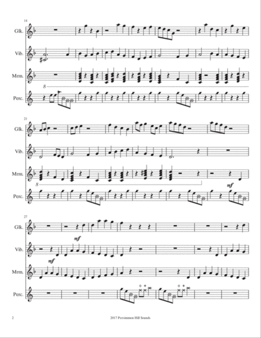 Quad Christmas Quarts - Four Christmas Percussion Quartets Percussion Ensemble scores gallery preview page 3
