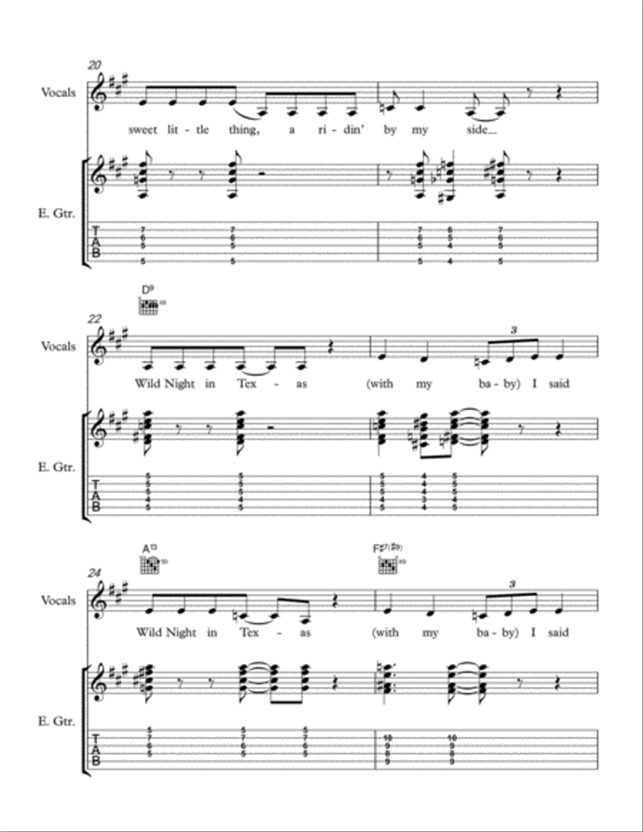 Wild Night In Texas Electric Guitar scores gallery preview page 4