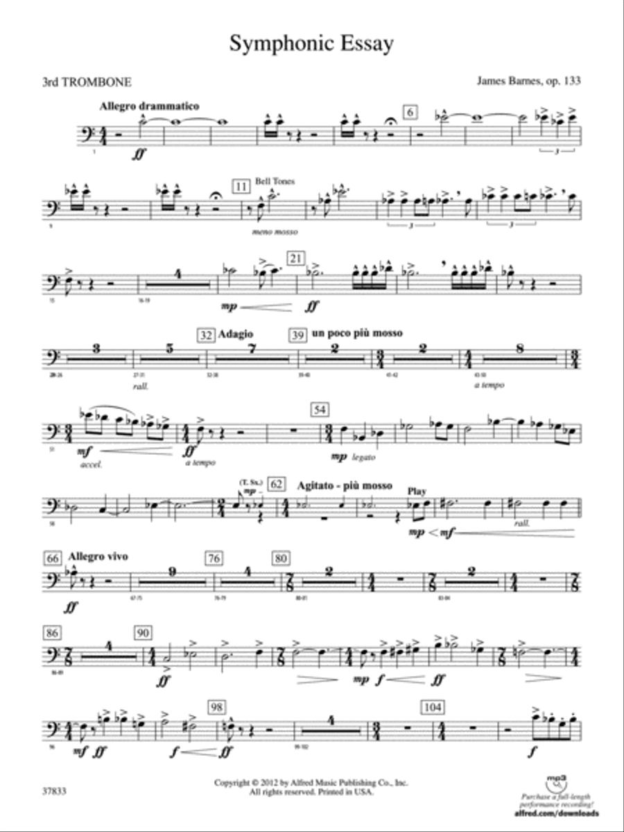 Symphonic Essay: 3rd Trombone Concert Band scores gallery preview page 1