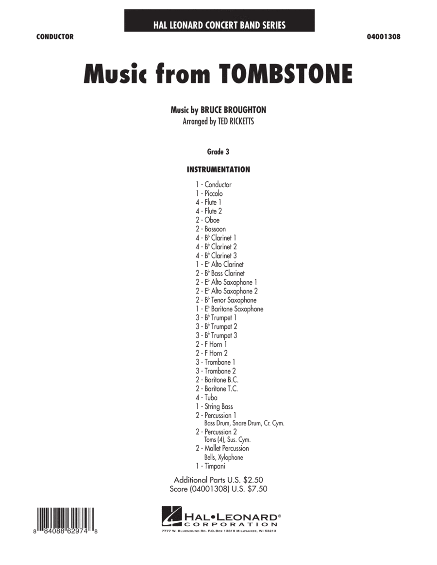 Music From Tombstone - Full Score Concert Band scores gallery preview page 1