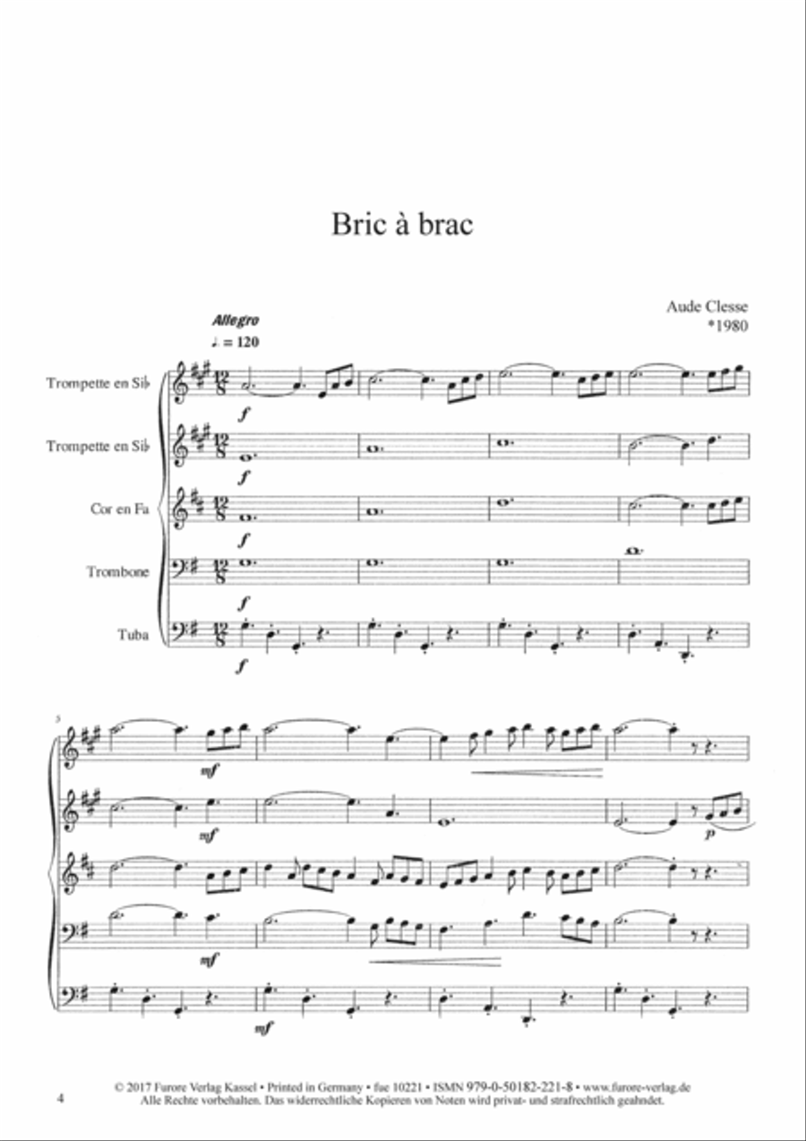 Bric a brac Bric a brac Brass Quintet scores gallery preview page 2