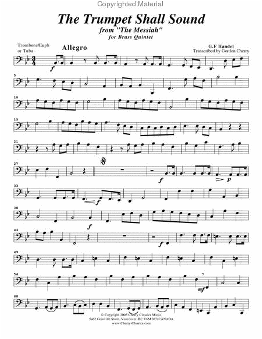 Trumpet Shall Sound in the key of D for Brass Quintet Brass Quintet scores gallery preview page 11