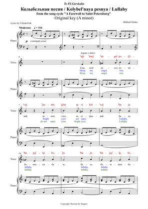GLINKA: "Lullaby" Original key (A min). DICTION SCORE with IPA and translation