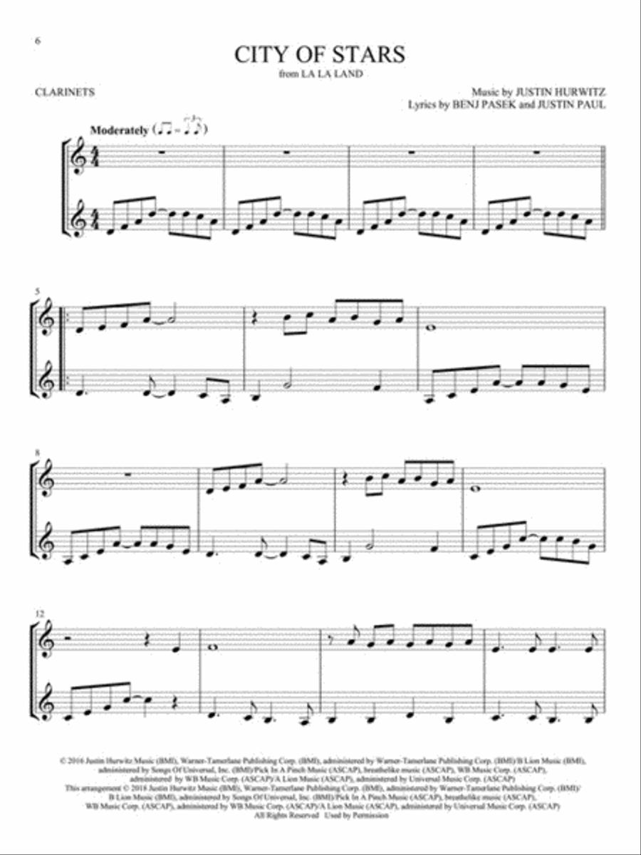 Movie Songs for Two Clarinets Clarinet Duet scores gallery preview page 4