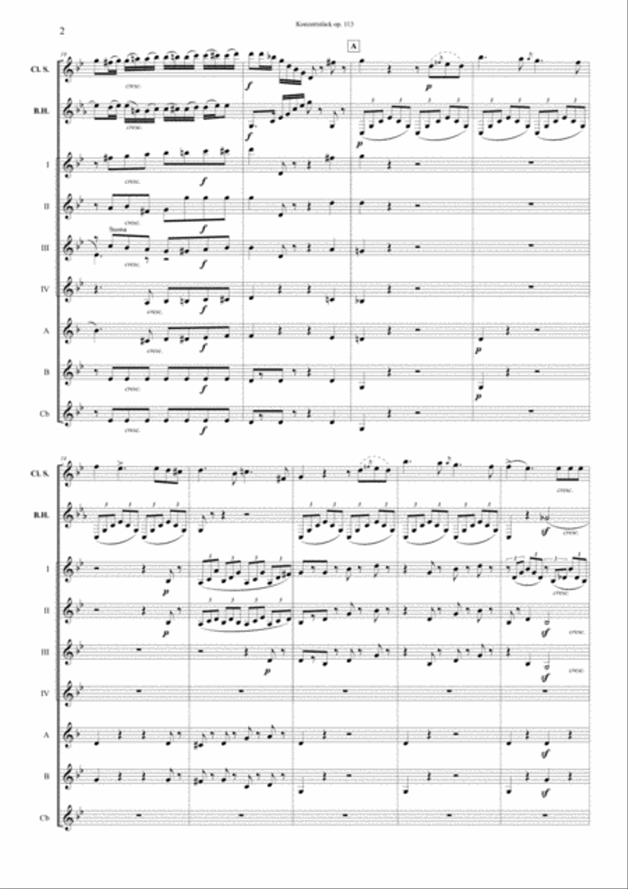 F. Mendelssohn Bartholdy Konzertstück op. 113 for Clarinet, Basset Horn and Orchestra – Transcrip Woodwind Ensemble scores gallery preview page 2