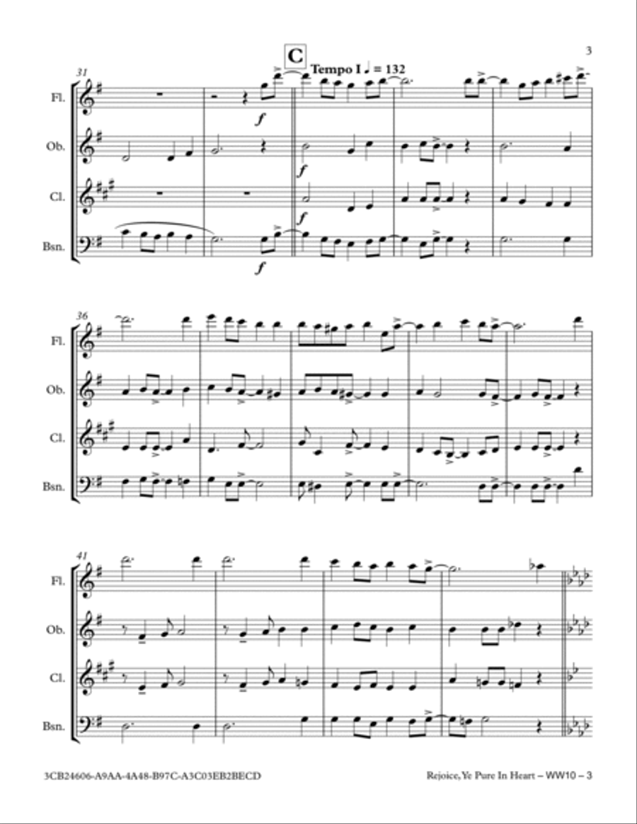Rejoice, Ye Pure In Heart Woodwind Quartet scores gallery preview page 3