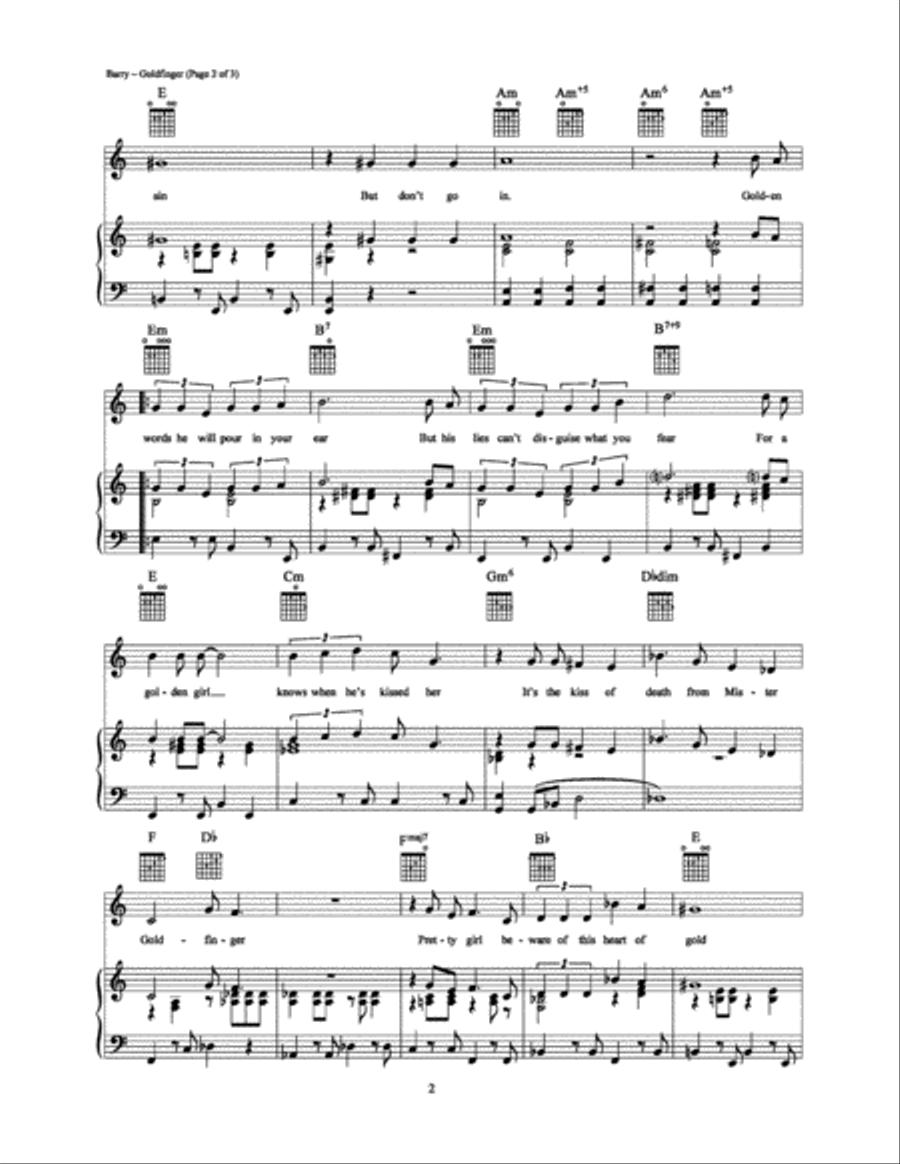 Goldfinger Piano, Vocal, Guitar scores gallery preview page 2