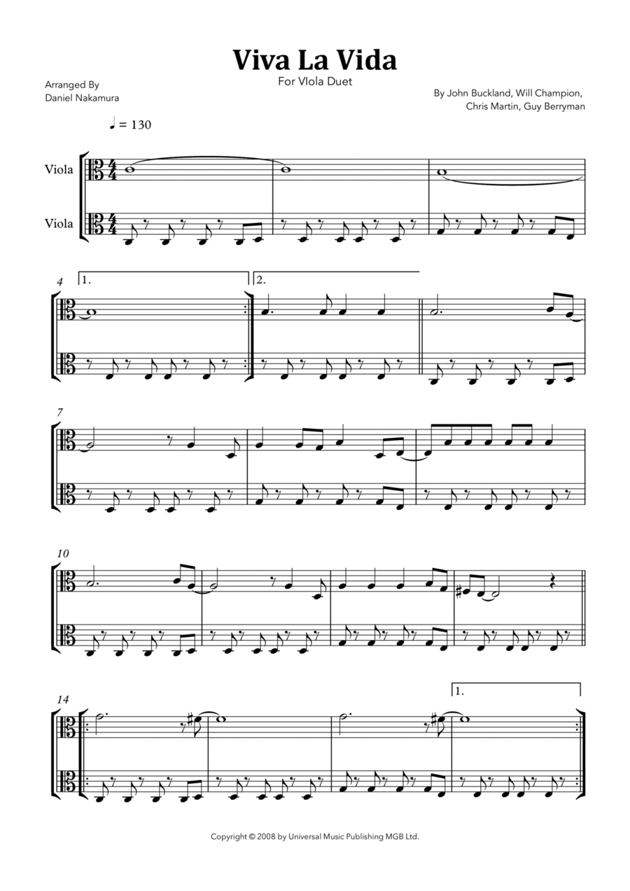 Viva La Vida String Duet scores gallery preview page 1