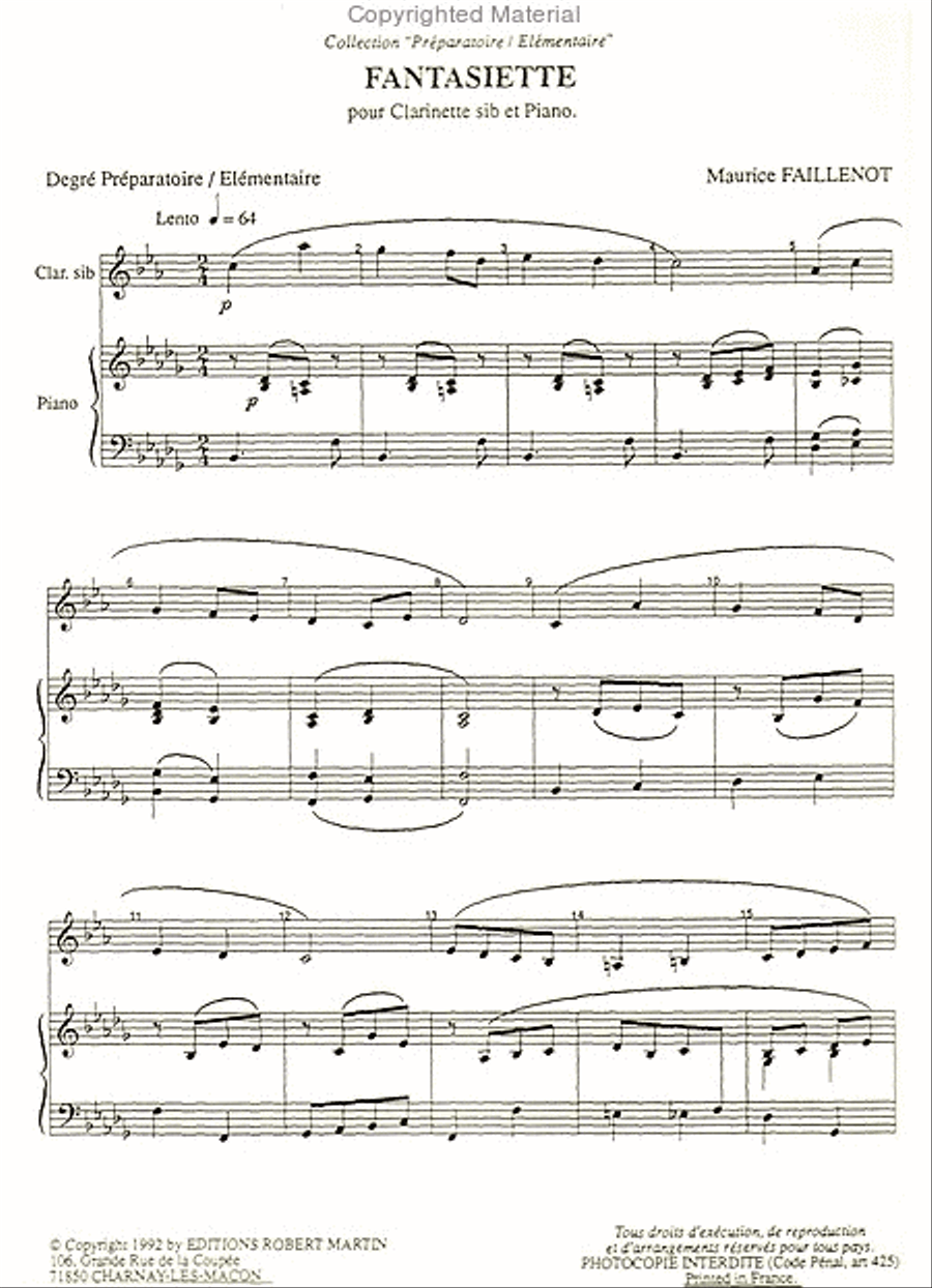 Fantasiette Clarinet Solo scores gallery preview page 2