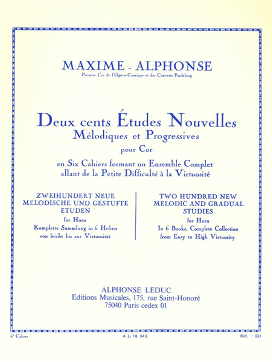 Deux Cents Etudes Nouvelles Melodiques et Progressives Horn scores gallery preview page 1