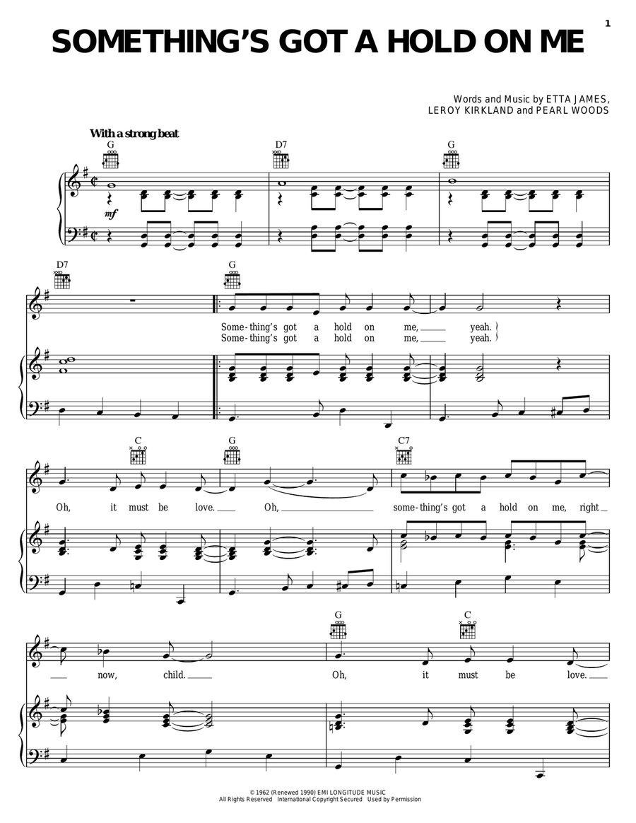 Something's Got A Hold On Me Piano, Vocal, Guitar scores gallery preview page 1