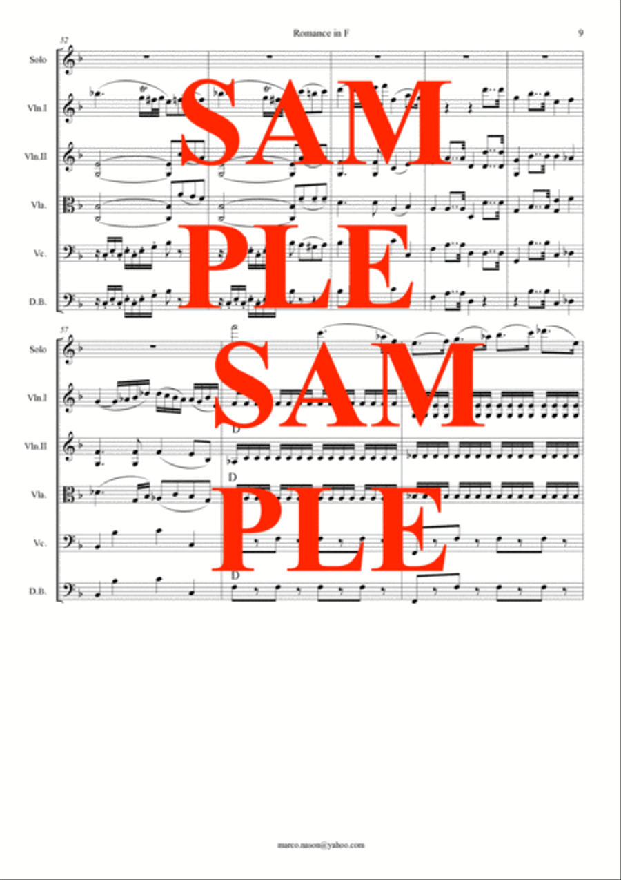 Beethoven Romance in F for violin and strings op.50 String Orchestra scores gallery preview page 2