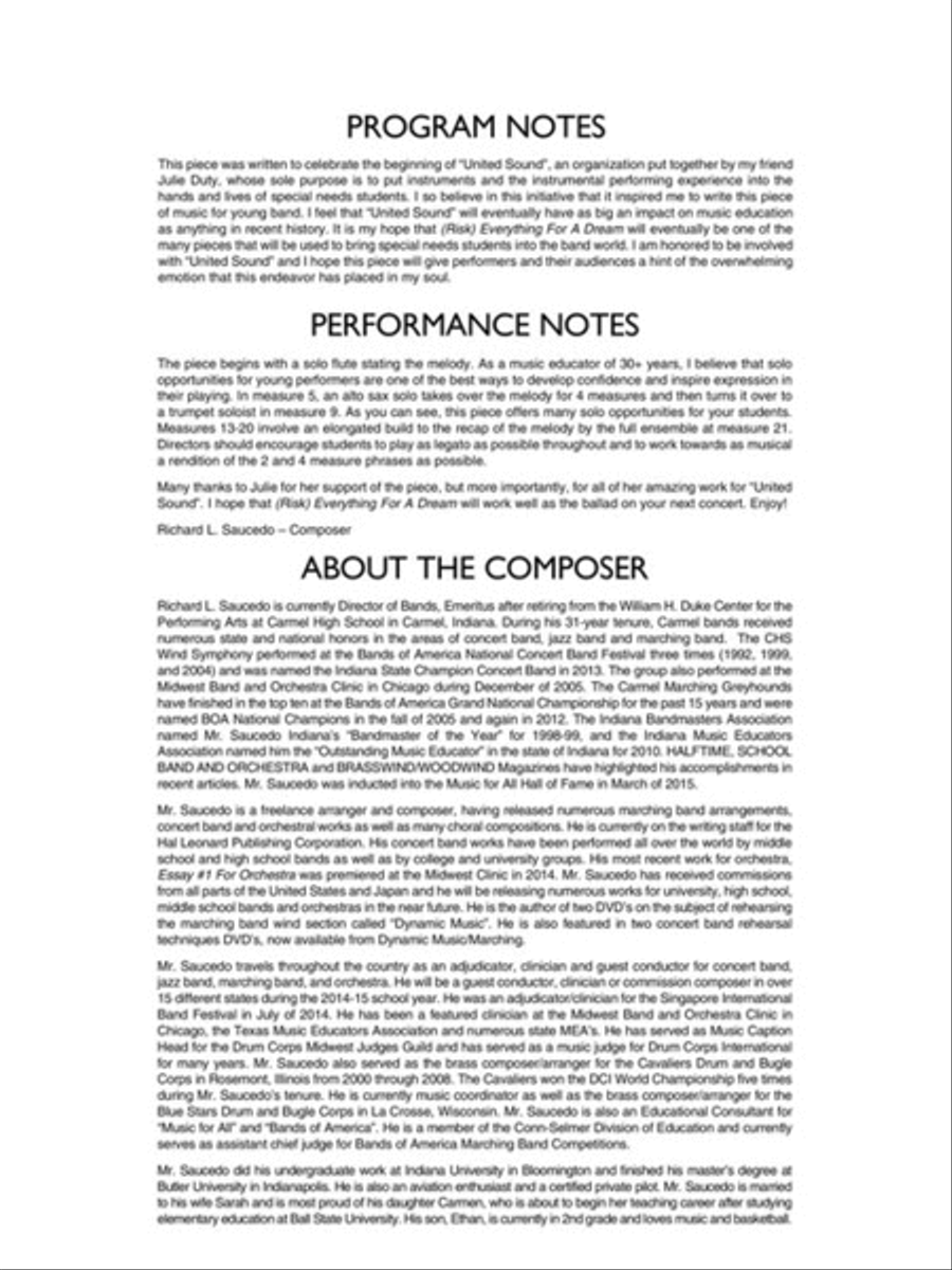 (Risk) Everything for a Dream Concert Band scores gallery preview page 3