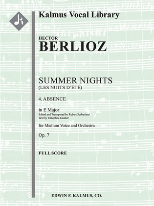 Summer Nights, Op. 7 (Les nuits d'ete) -- 4. Absence (transposed in E)