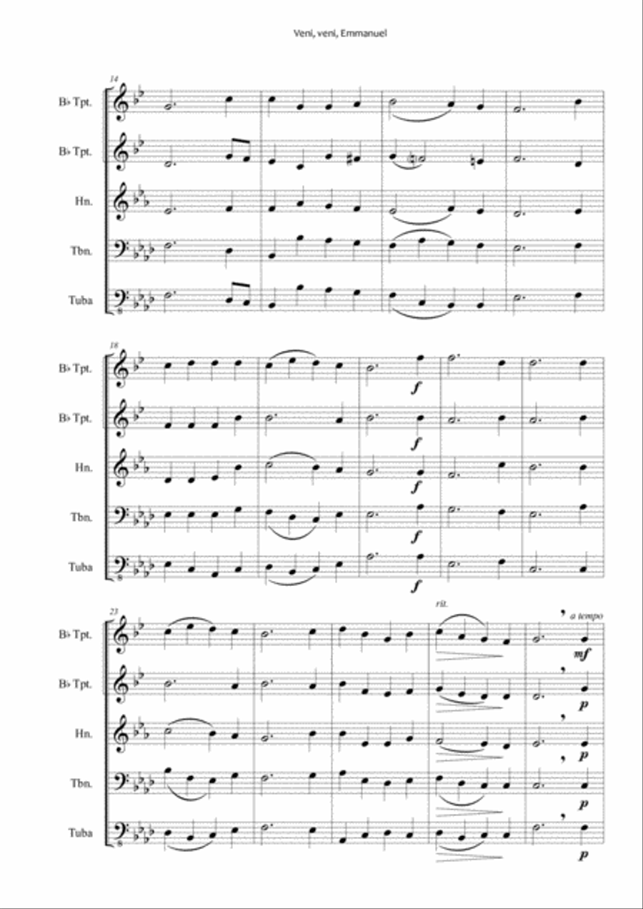 Veni, Veni Emmanuel - Brass Quintet Brass Quintet scores gallery preview page 2