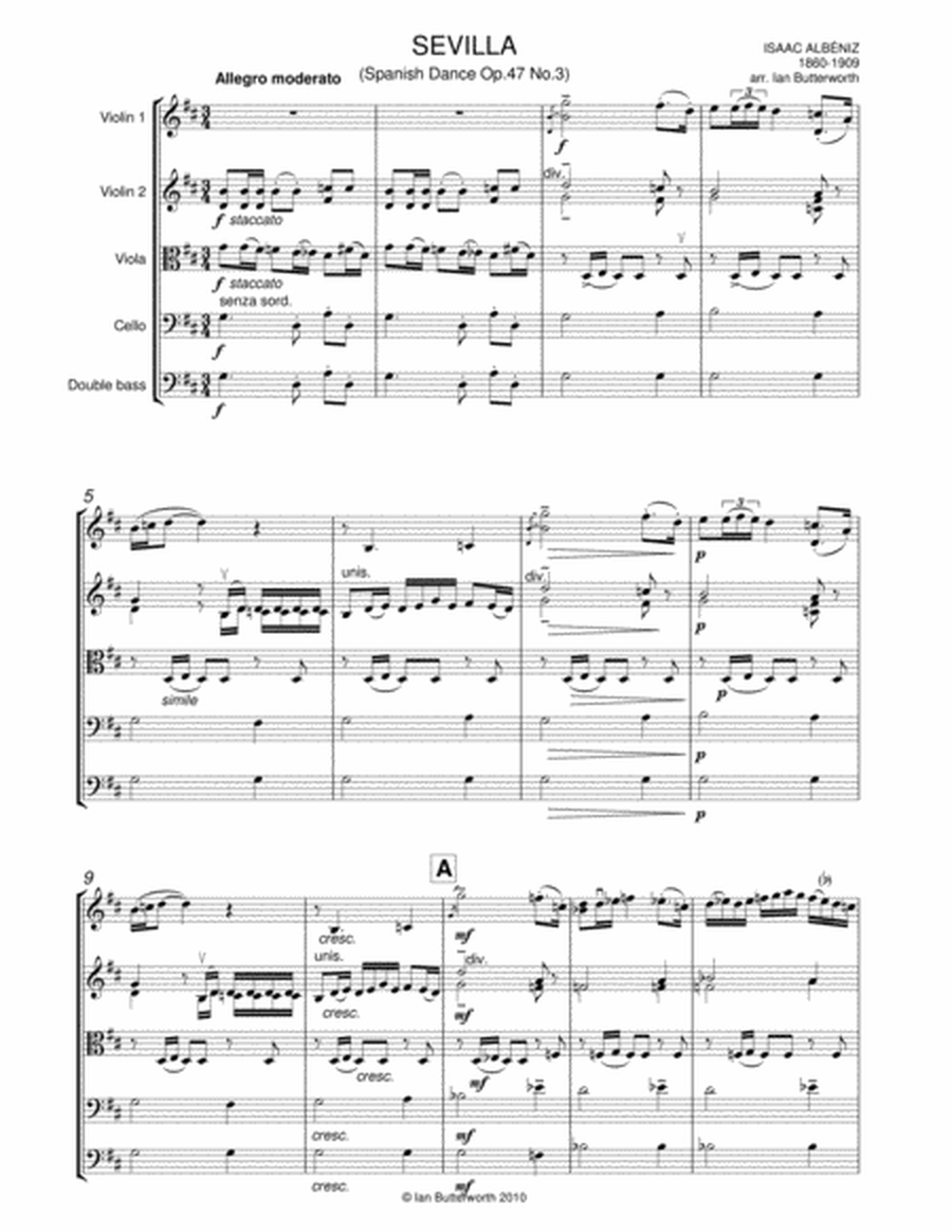 ALBENIZ Sevilla Op.47 No.3 for string orchestra image number null