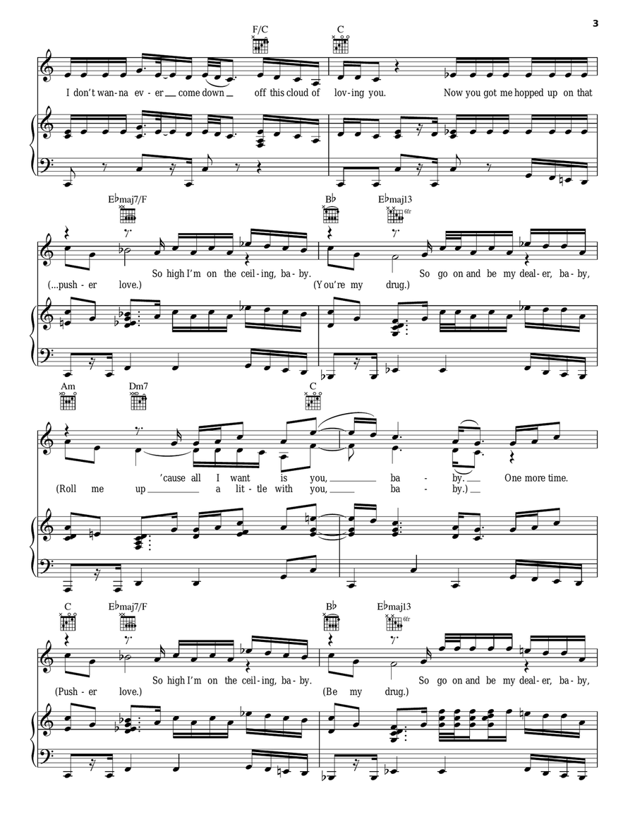 Pusher Love Girl Piano, Vocal, Guitar scores gallery preview page 3