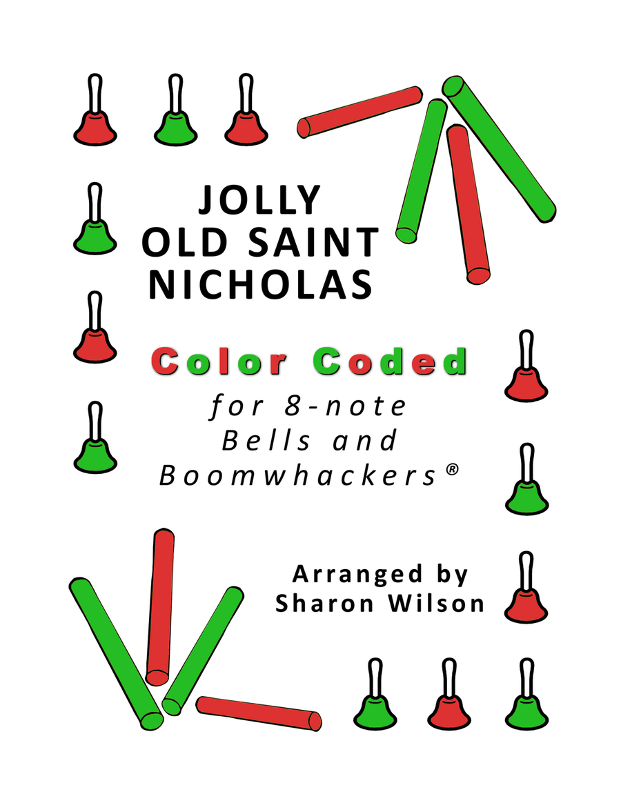 Jolly Old Saint Nicholas (for 8-note Bells and Boomwhackers with Color Coded Notes) Handbell Choir scores gallery preview page 1
