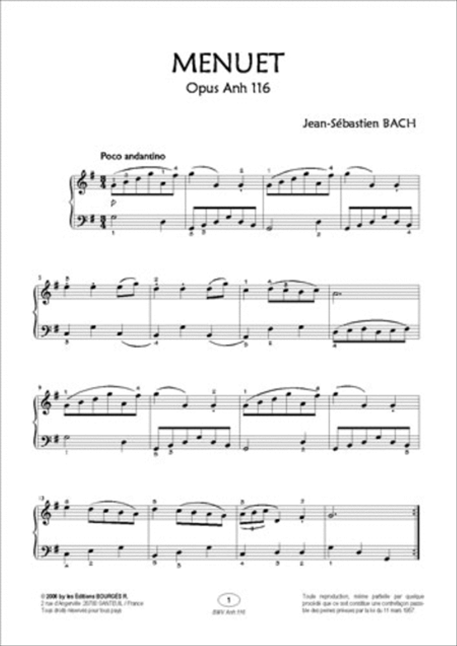 2 Menuets : Opus Anh 113 - Opus Anh 116 (Collection Anacrouse) Piano Solo scores gallery preview page 3
