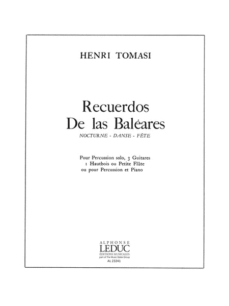Recuerdos De Las Baleares (version 1) (percussion(s) & Piano)