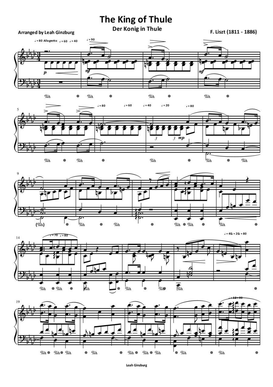 The King of Thule (Der König in Thule) Piano, Vocal, Guitar scores gallery preview page 1