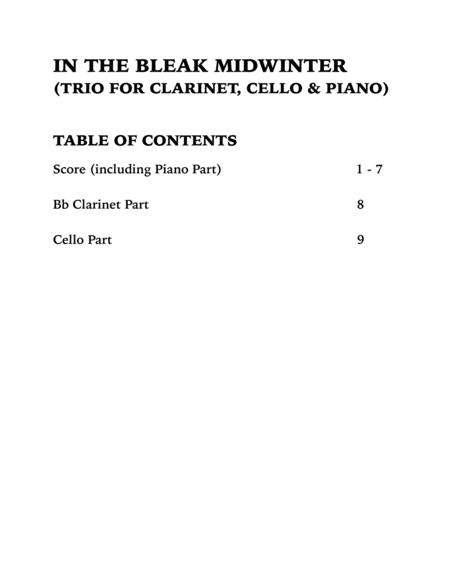 In the Bleak Midwinter (Trio for Clarinet, Cello and Piano) image number null