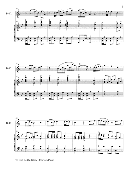 TO GOD BE THE GLORY (Duet – Bb Clarinet and Piano/Score and Parts) image number null