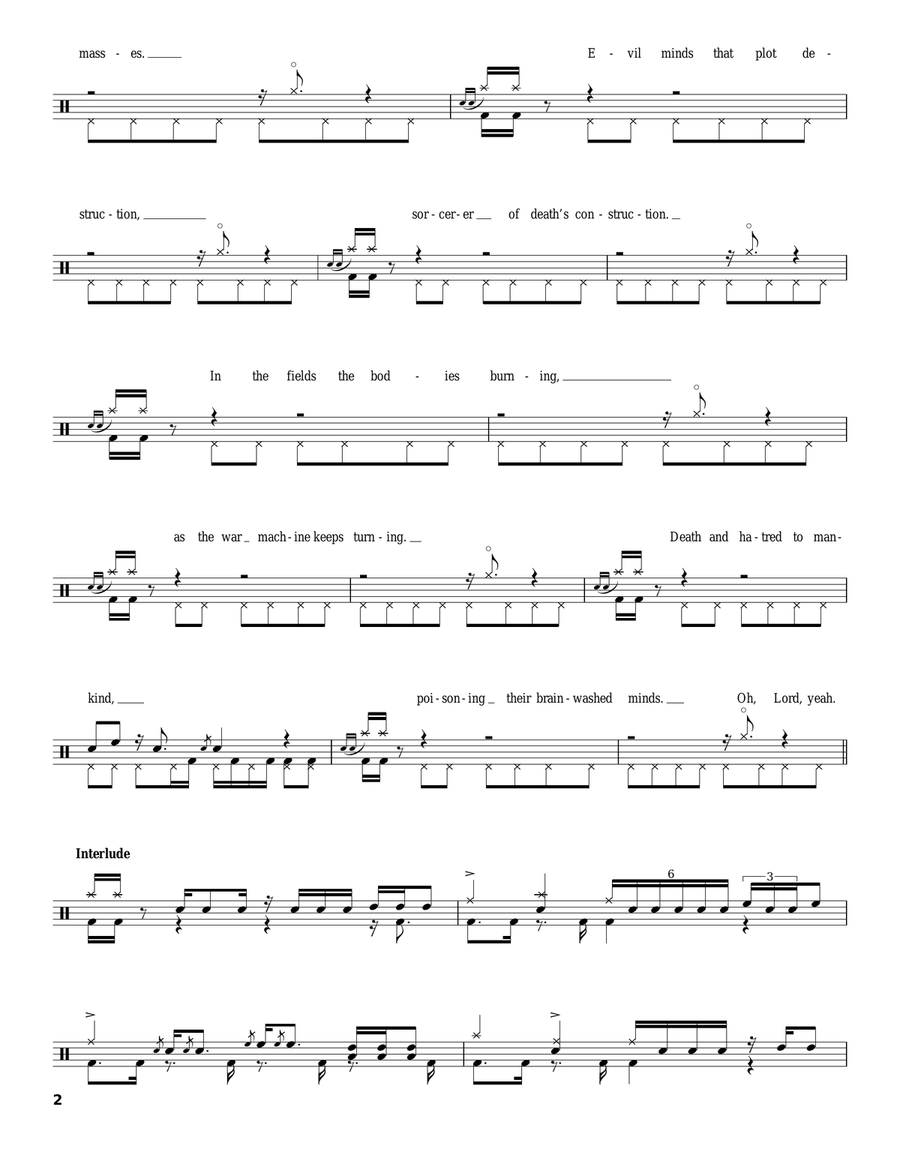 War Pigs (Interpolating Luke's Wall) Drum Set scores gallery preview page 2