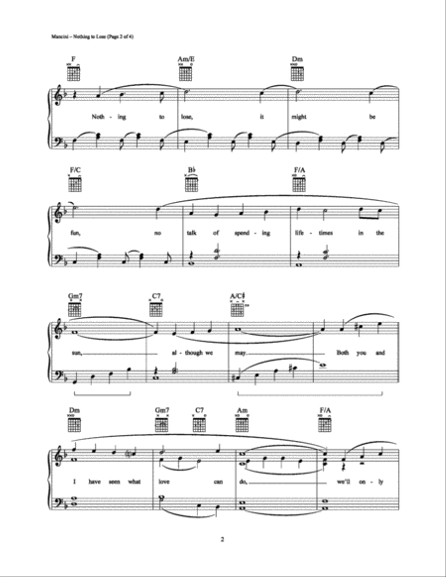 Nothing to Lose Piano, Vocal, Guitar scores gallery preview page 2
