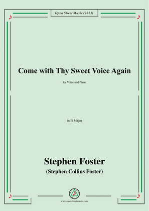 Book cover for S. Foster-Come with Thy Sweet Voice Again,in B Major