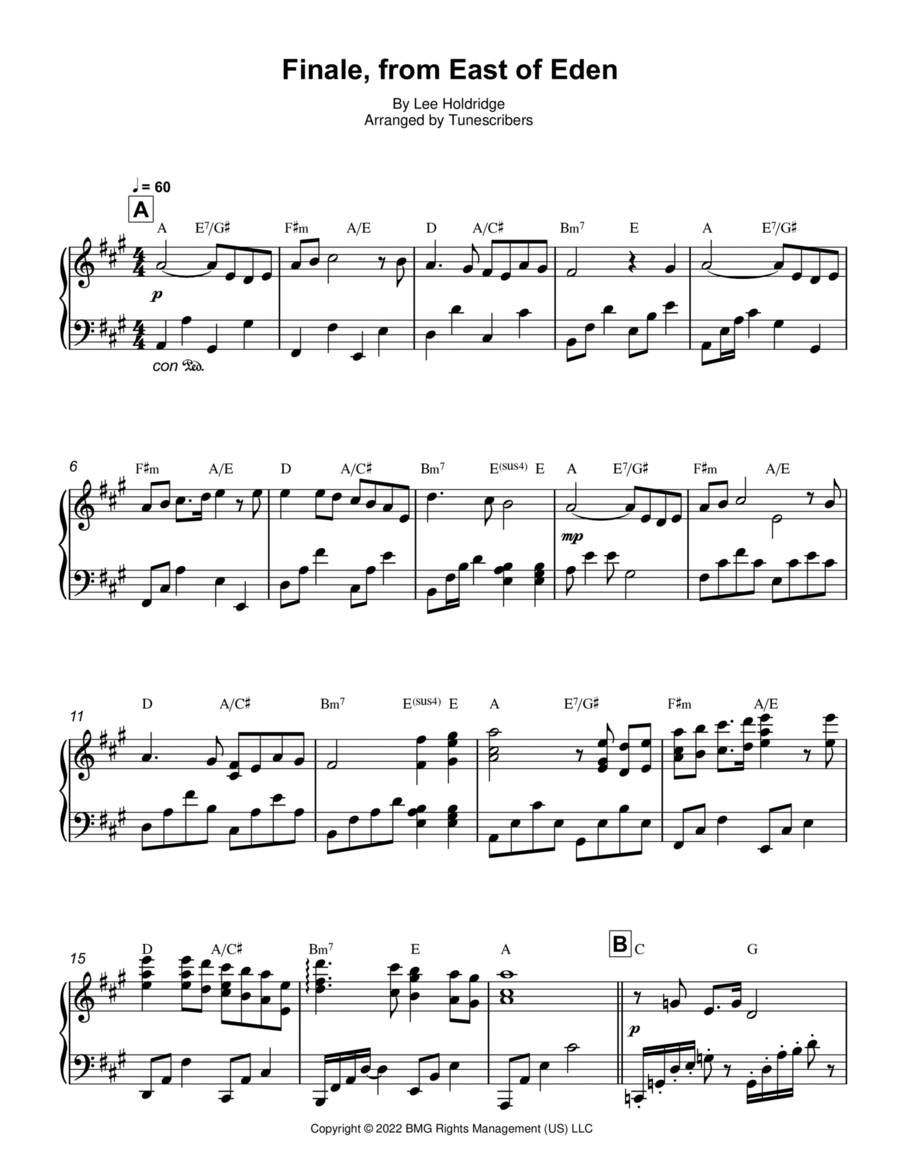 Finale, from East of Eden Piano Solo scores gallery preview page 1