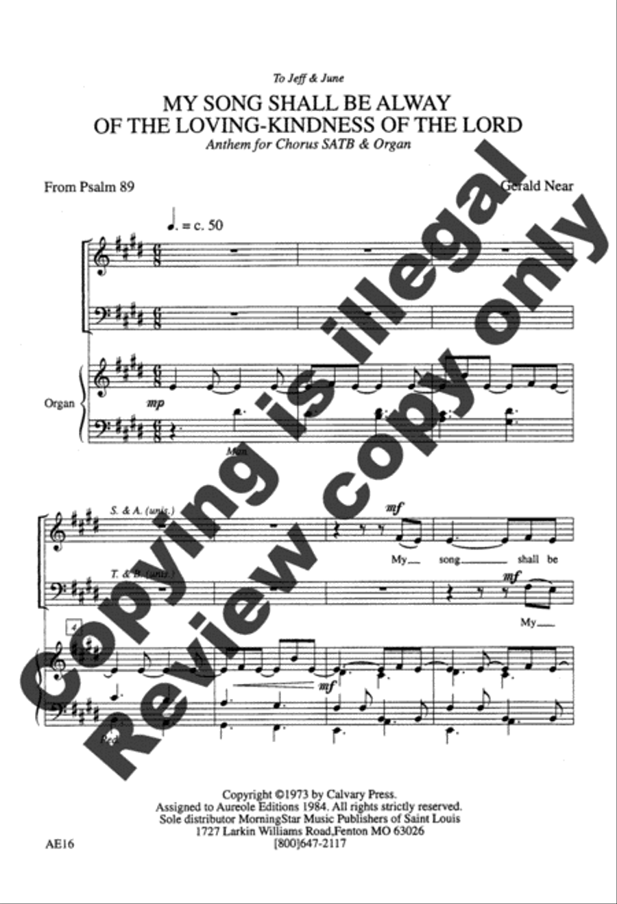 My Song Shall Be Always/Kindness of the Lord 4-Part scores gallery preview page 2