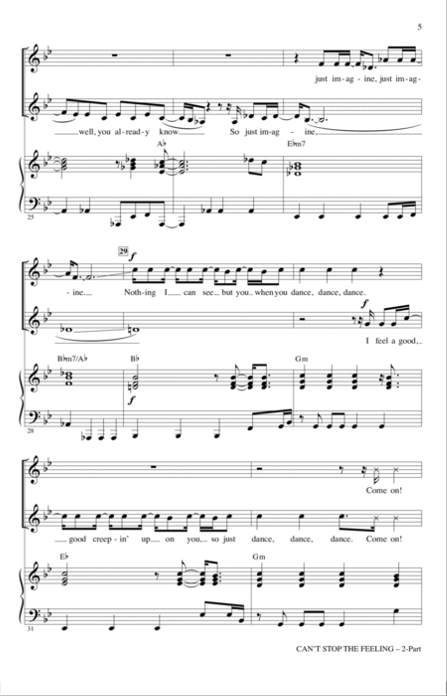 Can't Stop The Feeling (from Trolls) (arr. Mac Huff) 2-Part scores gallery preview page 4