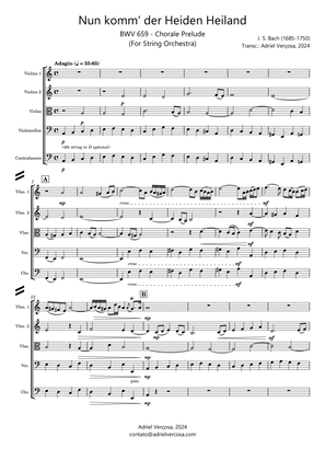 Nun komm' der Heiden Heiland - BWV 659 - Bach Chorale Prelude - String Orchestra
