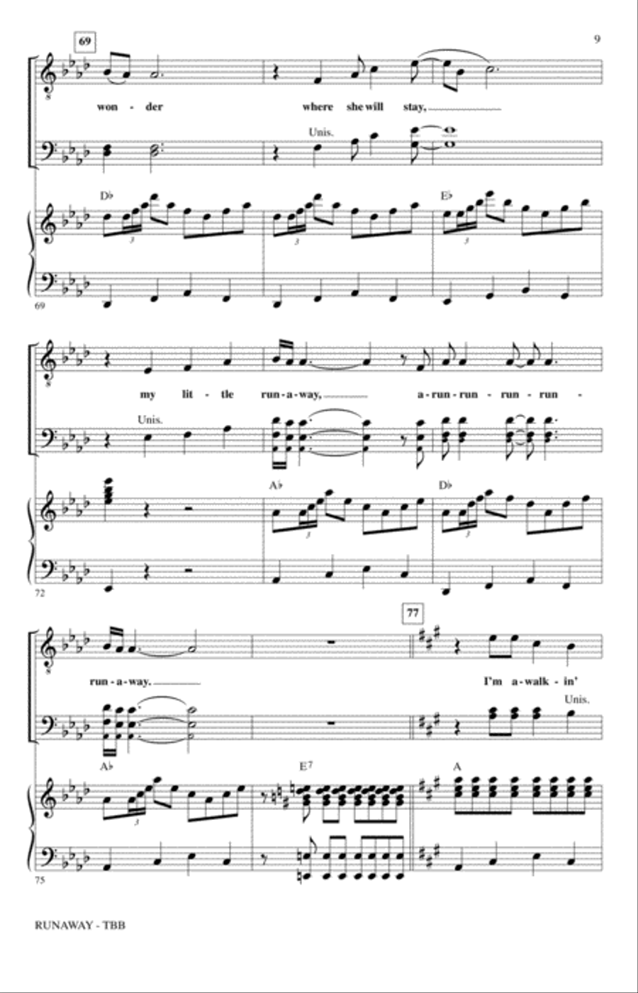 Runaway (arr. Alan Billingsley) 3-Part scores gallery preview page 8