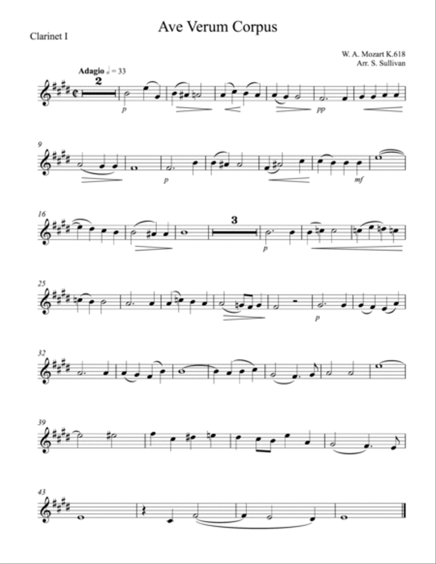 Ave Verum Corpus Ave Verum Corpus Clarinet Quartet scores gallery preview page 3