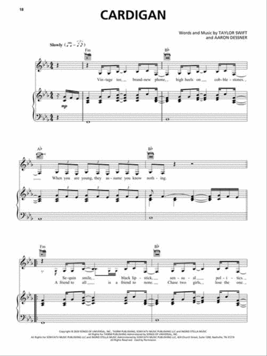 Taylor Swift – Folklore Piano, Vocal, Guitar scores gallery preview page 7
