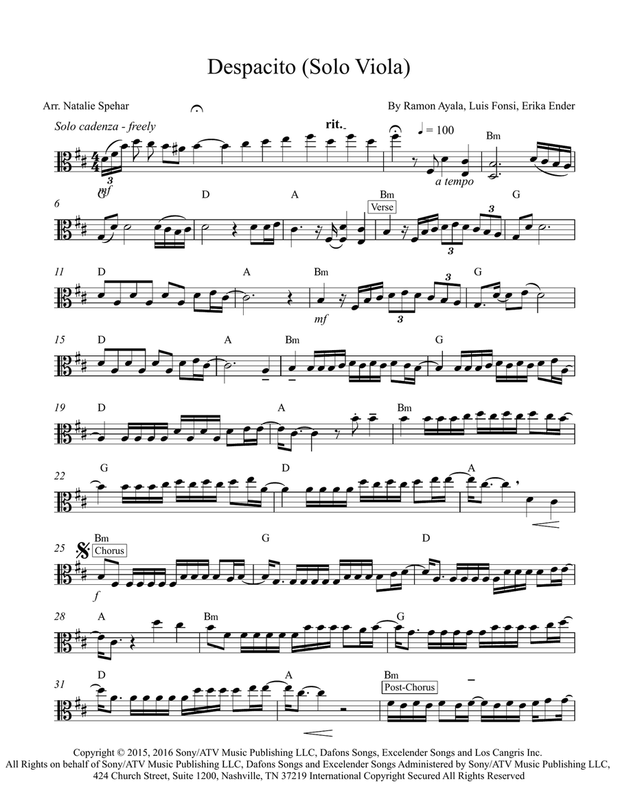 Despacito Viola Solo scores gallery preview page 1