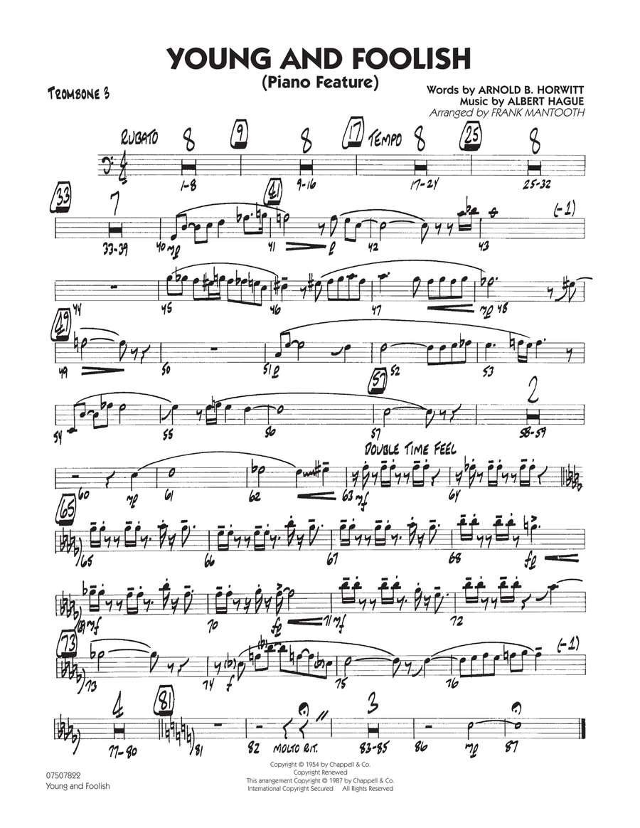 Young And Foolish - Trombone 3 Jazz Ensemble scores gallery preview page 1