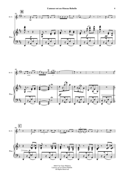 Habanera from Carmen by Bizet - Bb Clarinet and Piano (Full Score and Parts) image number null