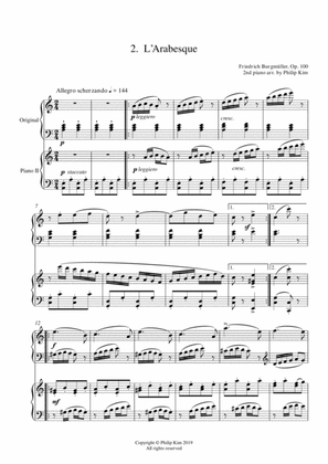2. L' Arabesque 25 Progressive Studies Opus 100 for 2 pianos Friedrich Burgmüller