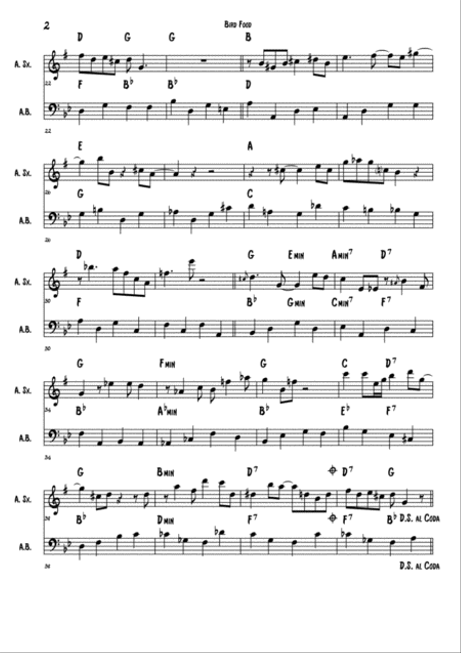 Bird Food Alto Saxophone scores gallery preview page 2