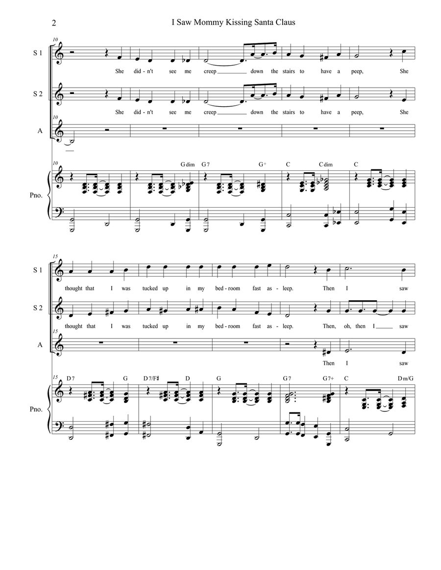 I Saw Mommy Kissing Santa Claus SSA scores gallery preview page 2