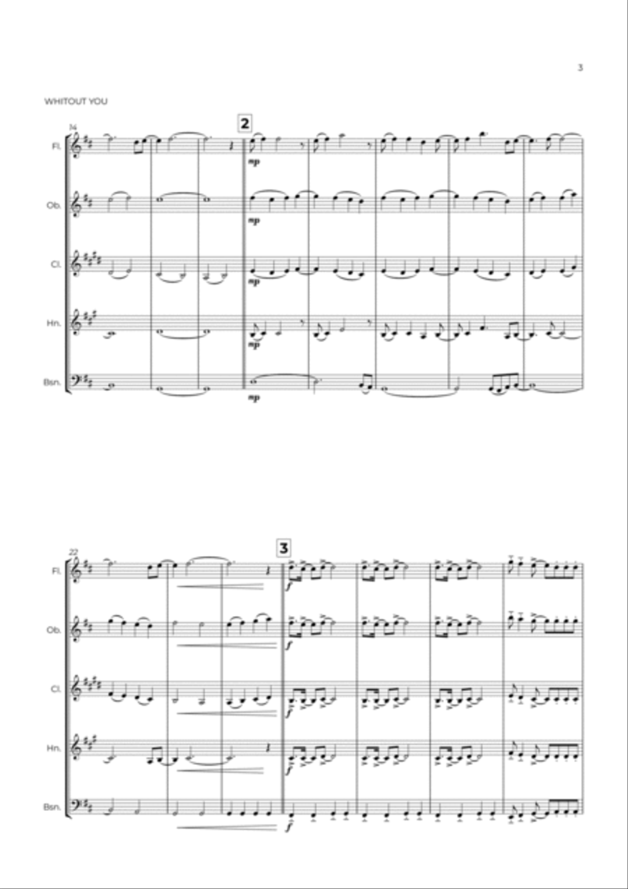 Without You Woodwind Quintet scores gallery preview page 3