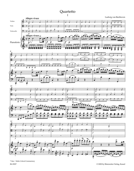 Three Quartets for Pianoforte, Violin, Viola and Violoncello WoO 36