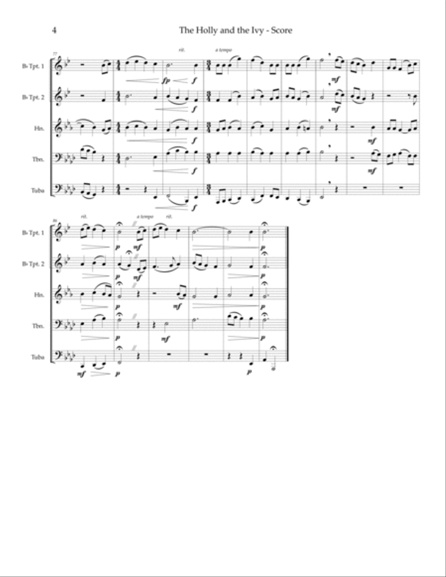 The Holly and the Ivy - brass quintet Brass Quintet scores gallery preview page 6