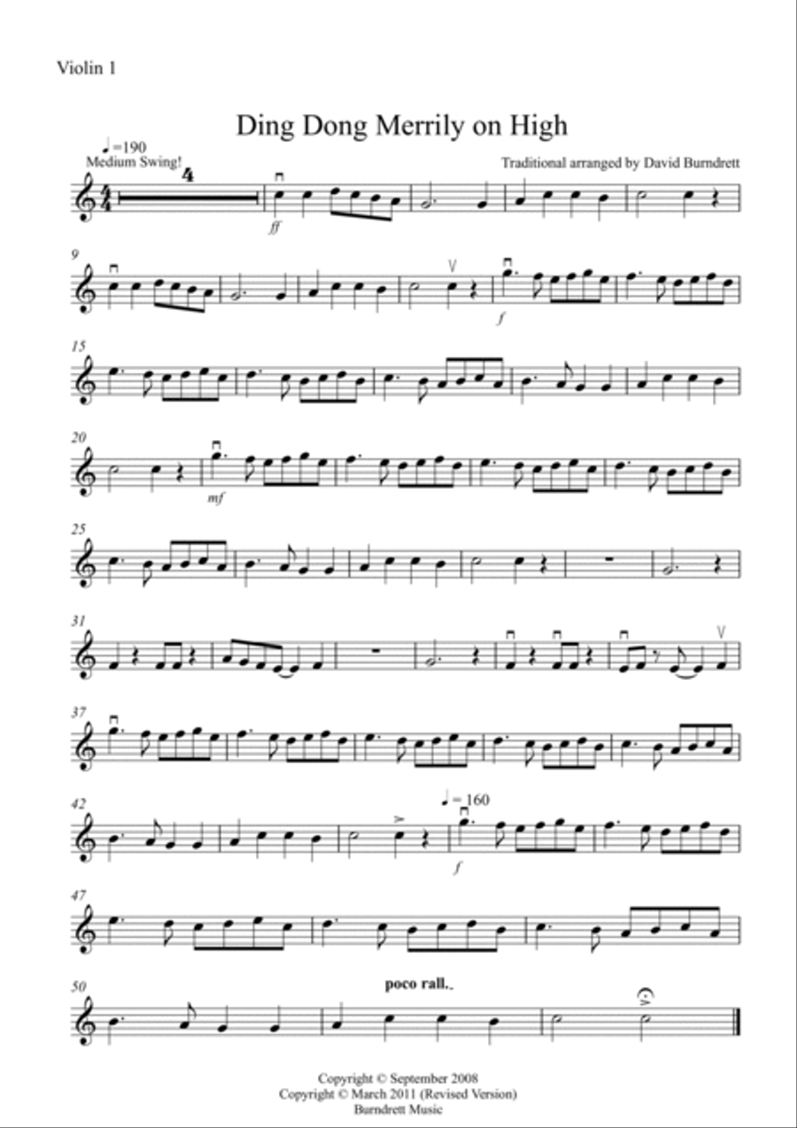 Ding Dong Merrily on High (Jazzy Style!) for String Orchestra String Quartet scores gallery preview page 6
