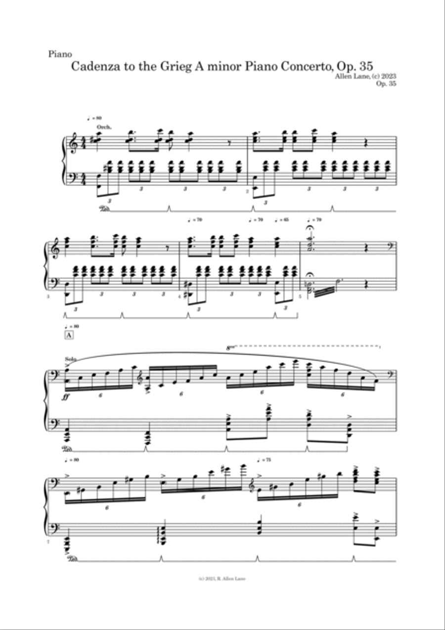New Cadenza to the Grieg Piano Concerto in A minor Piano Solo scores gallery preview page 2